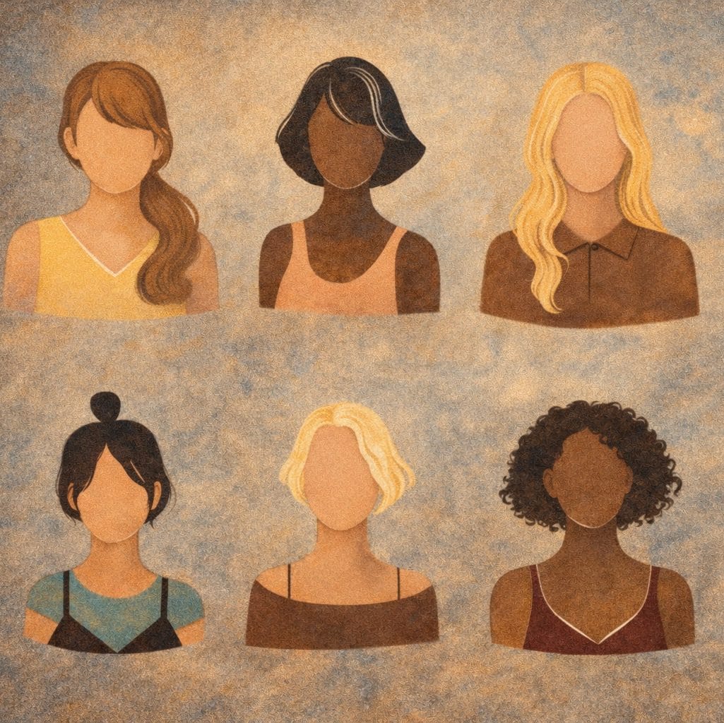 Comment aider une personne atteinte de prosopagnosie : comprendre, accompagner, soutenir au quotidien 1 Illustration montrant six portraits de personnes, sans traits du visage, différenciées par leurs coiffures, vêtements et accessoires.
L’image met l’accent sur la diversité et l’identification sans reconnaissance faciale.